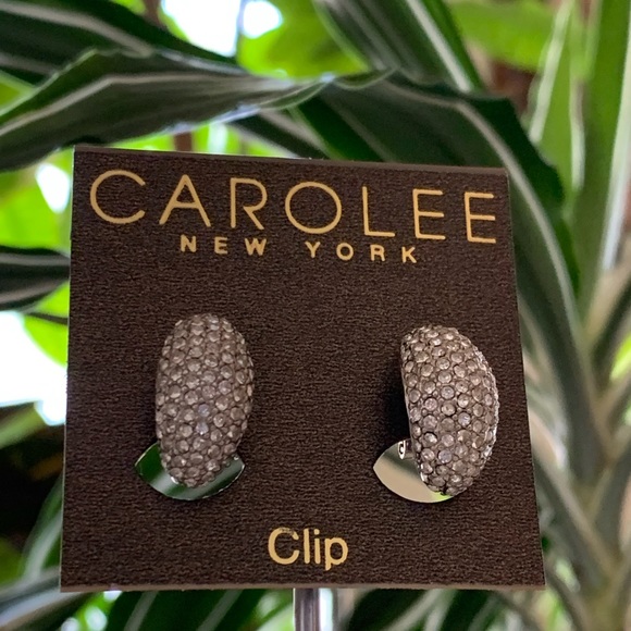 CAROLEE NEW YORK CLIP EARRINGS SILVER AND PAVÈ STONE EARRINGS NEW ON BOARD - Picture 8 of 10